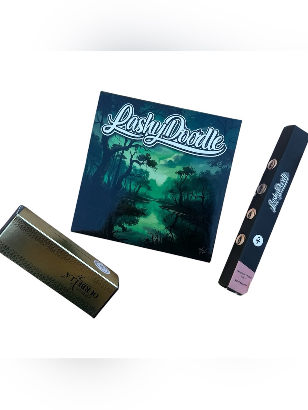 Gothic Makeup Bundle Lashy Doodle Green Eyeshadow Eyeliner & Red Lipstick NEW